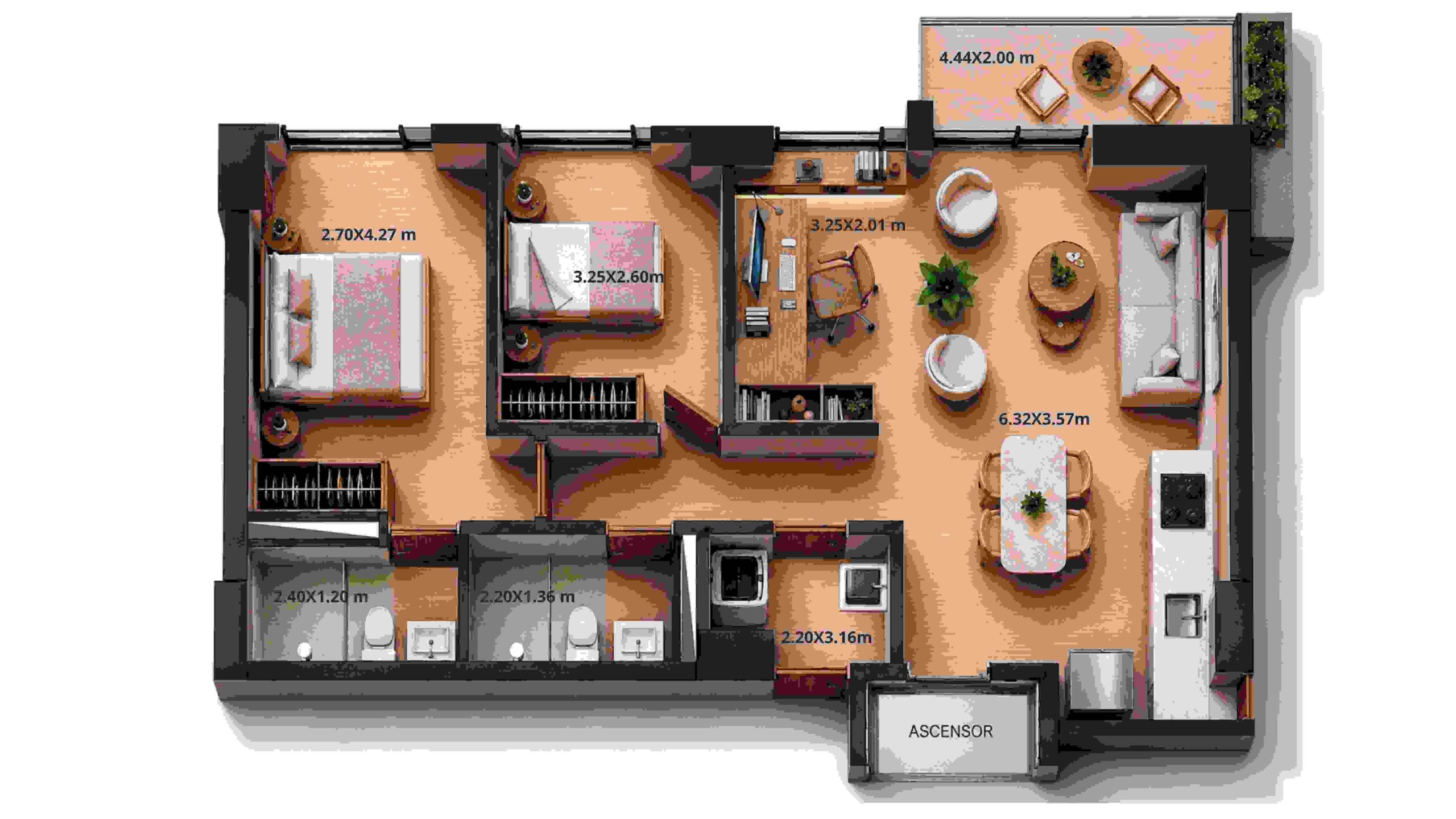 Plano de apartamento tipo 4 de Terraluz, una alternativa para inversión inmobiliaria en Manizales